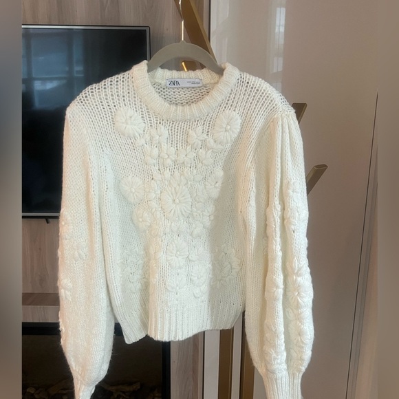 Zara Floral Embroidered Floral Embroidered Knit Sweater - Picture 9 of 14